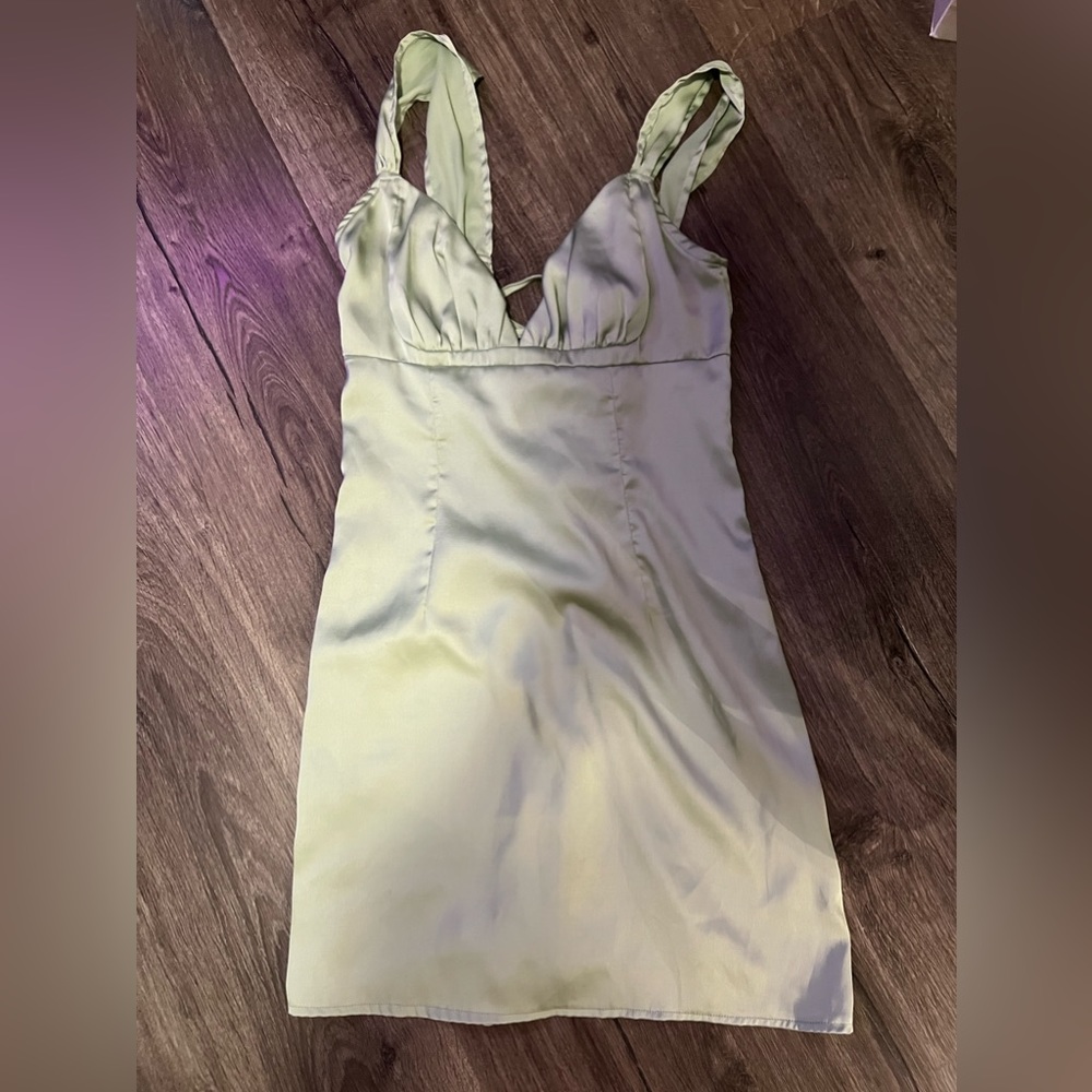 Pretty little thing green mini dress